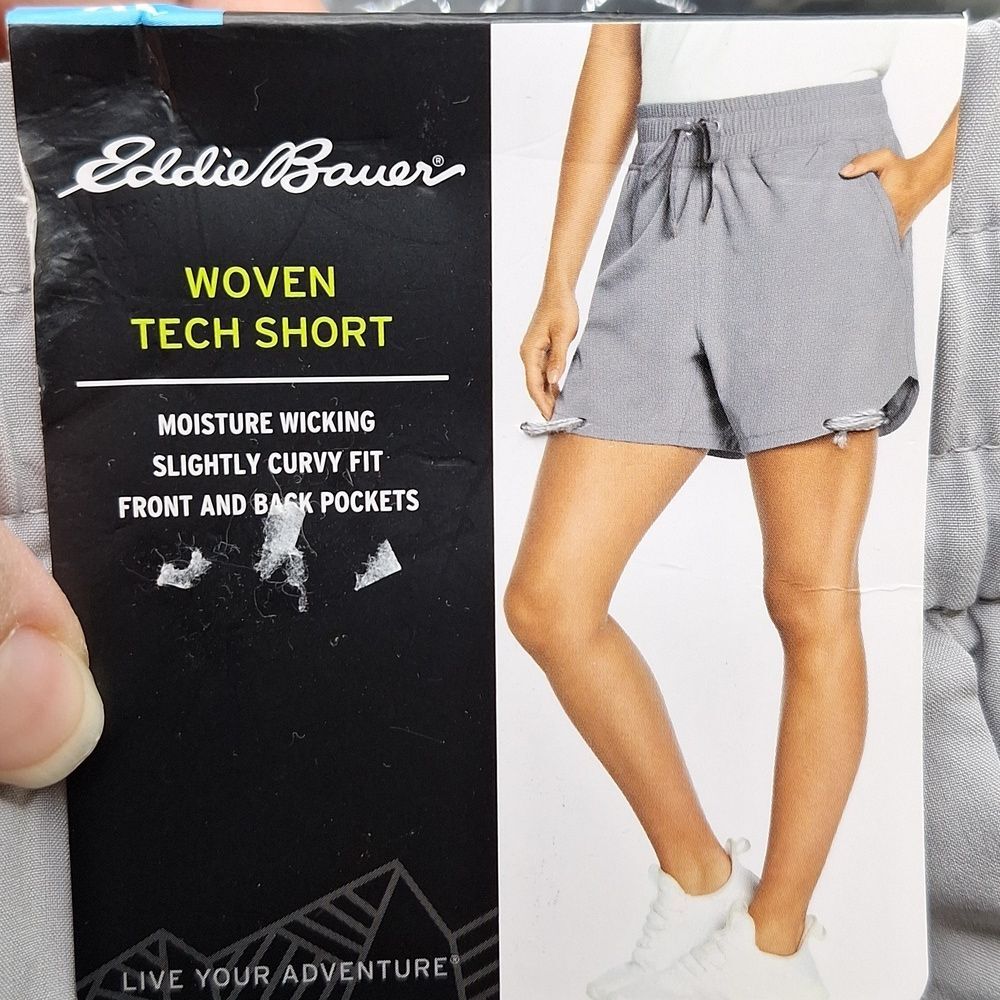 Eddie Bauer woven tech short's gray spandex athletic shorts wicking curvy